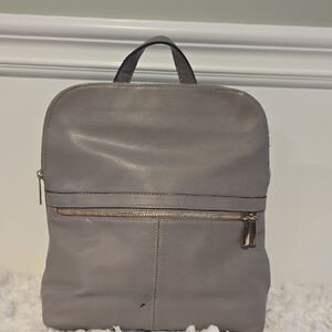 A New Day Women's Gray Faux-Leather Backpack With Gold-tone Hardware